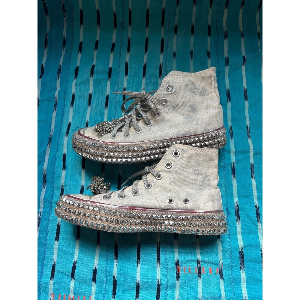 Ltd. Edition NAN-KU Couture Free People White Cruise Studded HiTop Sneaker Sz 39